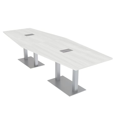 Skutchi Designs 45 in W, 120 in L, 29 in H, Engineered Wood Top, White HAR-HEX.IR-46x119-DOU-ELEC-WHCYPRESS